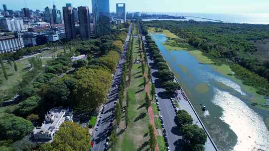 阿根廷布宜诺斯艾利斯。旅游地标城市的市中