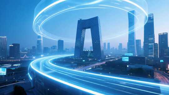 苏州地标建筑车流光轨科技城市延时视频