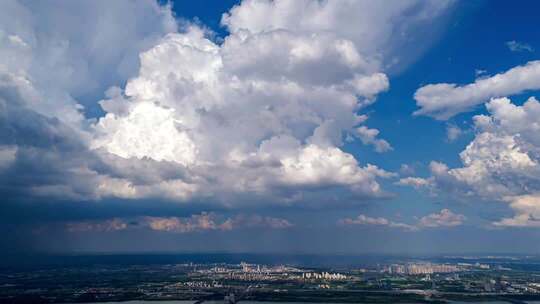 城市蓝天白云延时云卷云舒