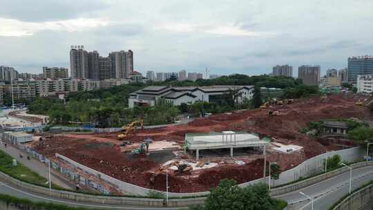 航拍衡阳市图书馆新馆建设筹备