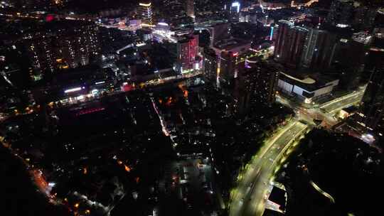 贵阳中环路南段人民大道夜景航拍