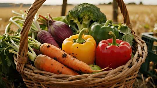 丰收节新鲜蔬菜健康饮食生活视频