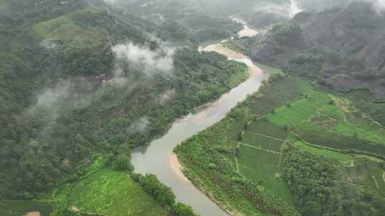 航拍武夷山风景区国家森林公园丹霞地貌风光