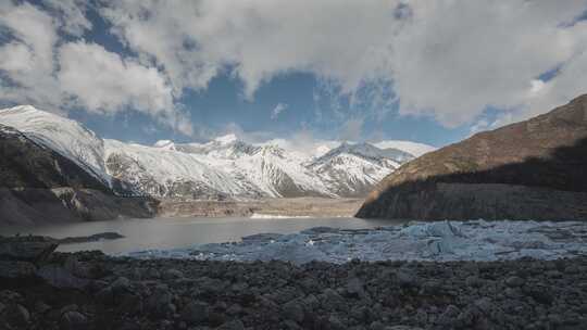 河流湖泊雪山延时摄影