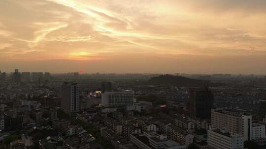 4k延时航拍昆山城市夕阳日落夜景风光