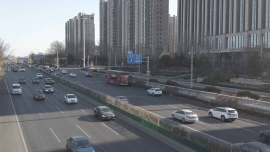 北京二环高速路4K实拍视频素材模板下载