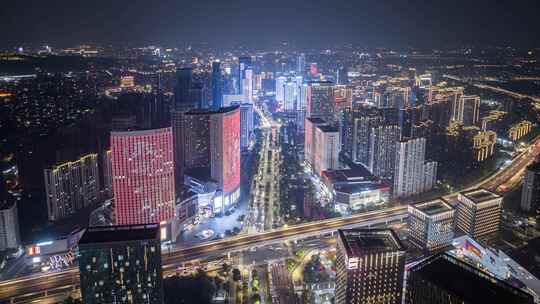 杭州临平区城市夜景航拍延时4K