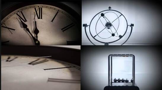 时间-时光流逝-抽象写意时钟牛顿球视频素材模板下载