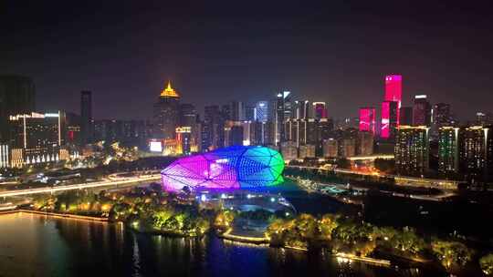 沈阳盛京大剧院夜景航拍