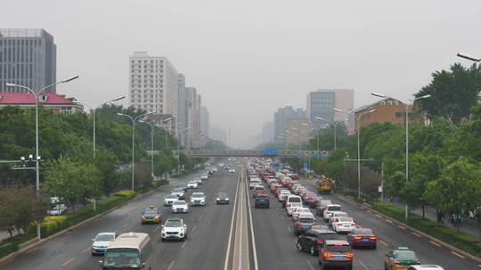 北京cbd白天城市风光拥挤道路交通