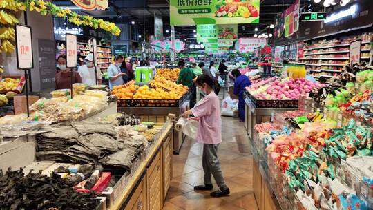 疫情解封超市人流各种商品视频素材模板下载