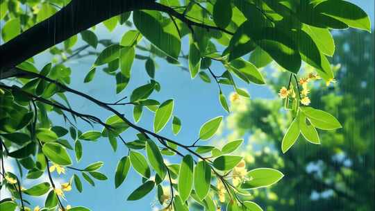 夏天夏日夏至 树林草地蓝天白云 小清新空镜