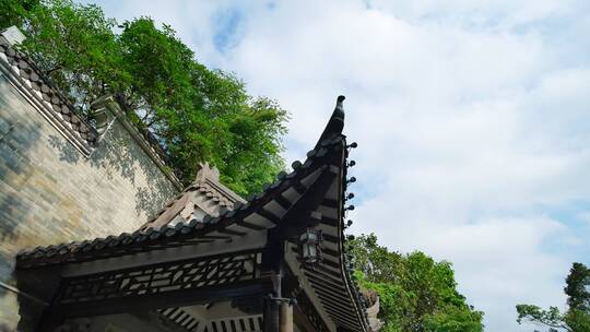 中式园林庭院古建筑飞檐翘角视频素材模板下载