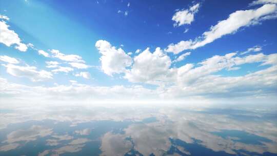 4K蓝天白云天空之镜倒影延时湖面倒影背景