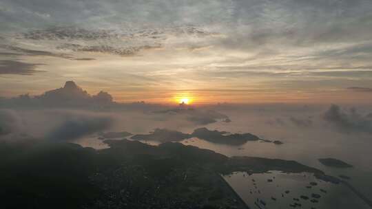 福建霞浦清晨日出航拍视频素材模板下载