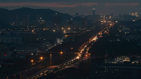 夜晚车流延时摄影，城市交通宣传片