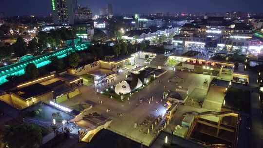 成都都江堰市仰天窝广场自拍大熊猫夜景航拍