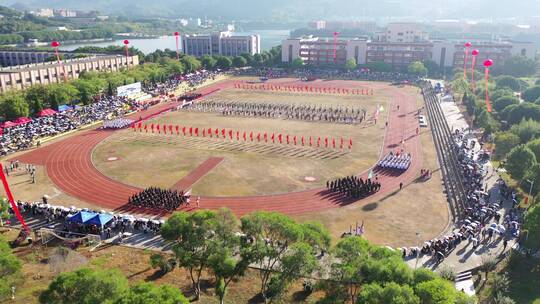 学校操场运动会航拍校运会体育活动