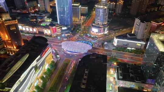 上海市杨浦区大学路商业繁华区五角场广场夜视频素材模板下载
