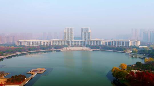 无锡尚贤河湖和市政府大楼航拍