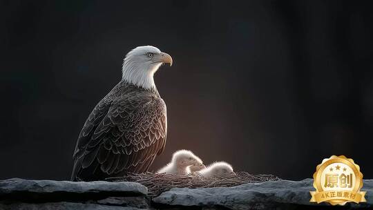 雄鹰守护幼崽成长 鸟巢哺育生命的伟大瞬间