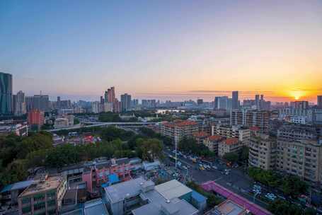 广州荔湾区文化公园夜景日落延时素材