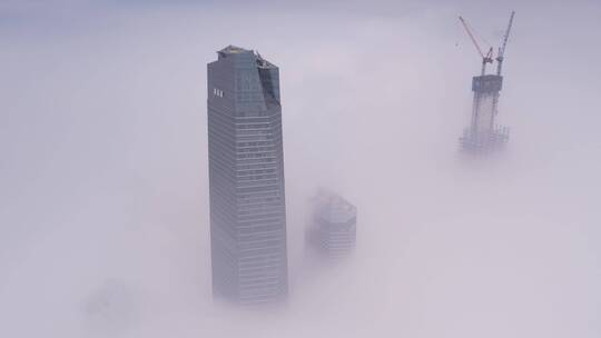 青岛海天平流雾 城市航拍 云