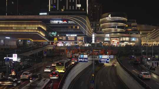 夜晚城市车流实拍