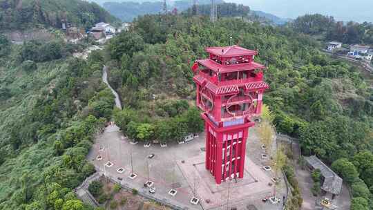 四川达州凤凰山风景名胜区凤凰楼航拍