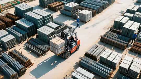 钢材仓库叉车作业场景