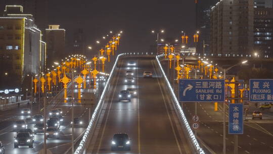 新年街道夜景 过年街道氛围