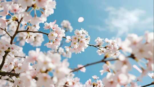 立春唯美樱花飘落浪漫治愈场景