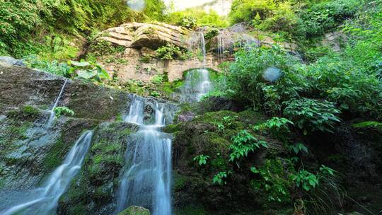 4k高山瀑布流水移动延时