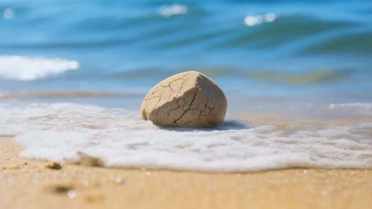 海滩上被海浪冲刷的石头