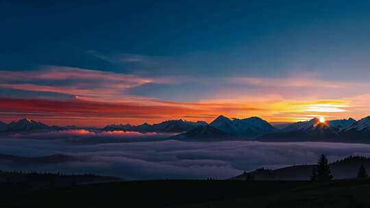 山峦森林日出远景