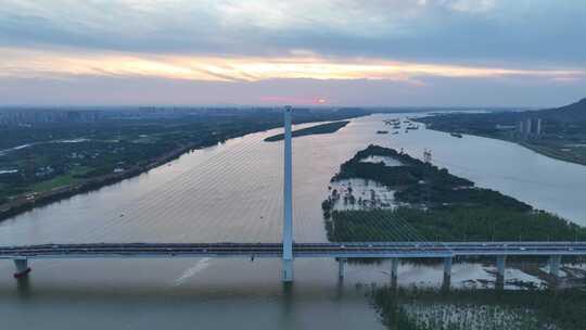 4K长沙湘江跨江大桥香炉洲大桥