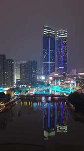 城市河流夜景高楼景观
