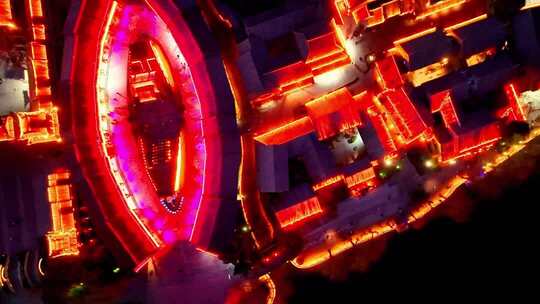 航拍台儿庄古城天使之眼