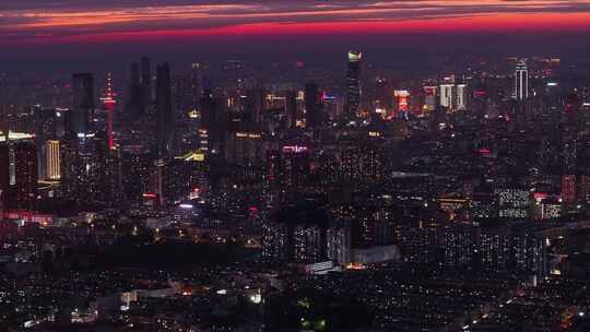 中国辽宁沈阳夜晚万家灯火空镜头