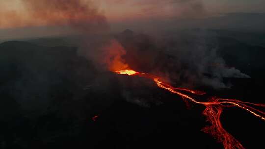 火山，熔岩，山，火