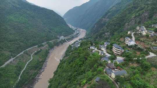 云南怒江大峡谷福贡县老姆登村航拍