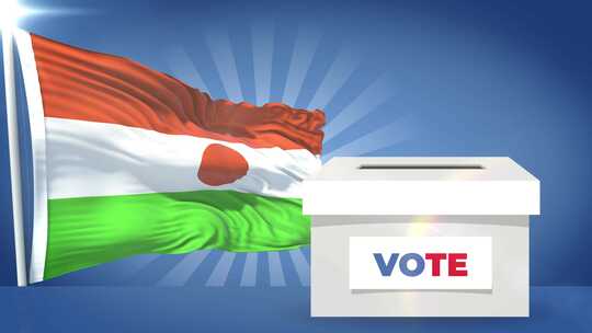尼日尔国旗和投票箱2024年大选
