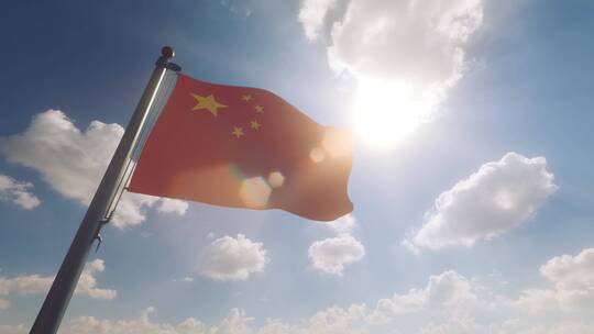 旗杆上的中国国旗V2-4K视频素材模板下载