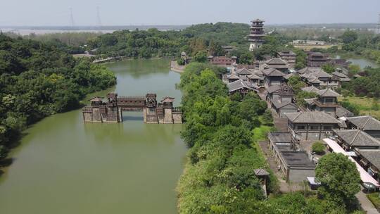 航拍湖北赤壁三国古战场5A景区