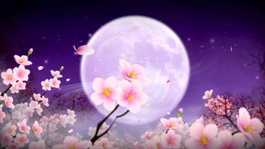 梅花月亮中秋晚会节目唯美舞美大屏背景素材视频素材模板下载