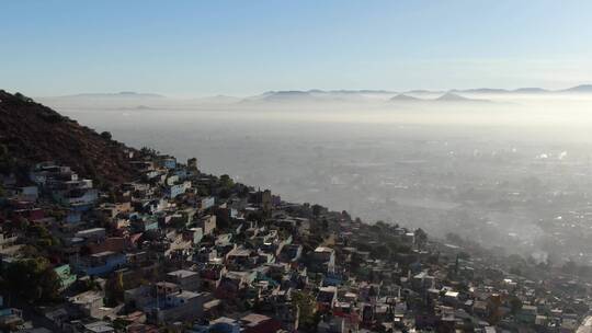 墨西哥墨西哥城城市建筑贫民窟雾霾航拍