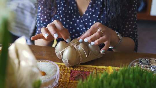 Haft sin装饰在庆祝波斯新年