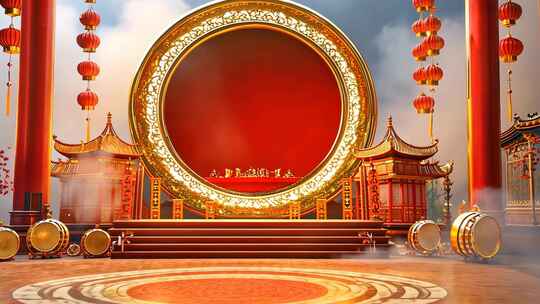 庆典舞台传统建筑现代融合节日氛围文化传承