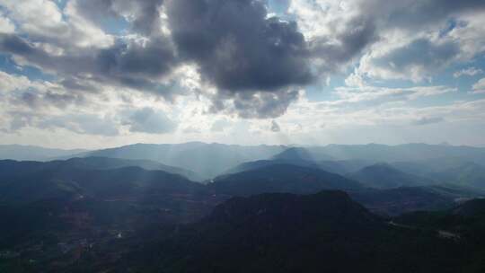 大气山脉山村自然风景航拍视频素材模板下载