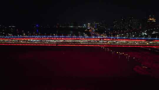 重庆夜景城市交通建筑航拍